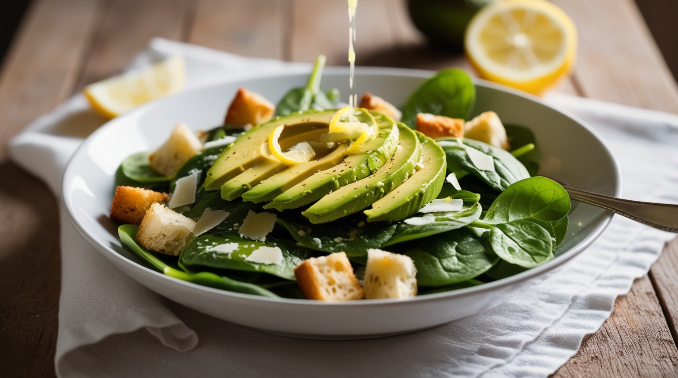 Avocado and Spinach Salad with Lemon Vinaigrette