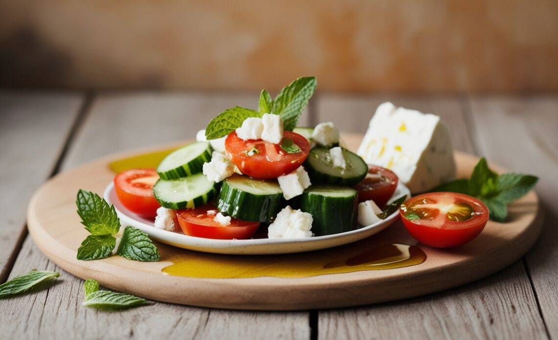 Refreshing Cucumber and Tomato Salad with Feta Cheese